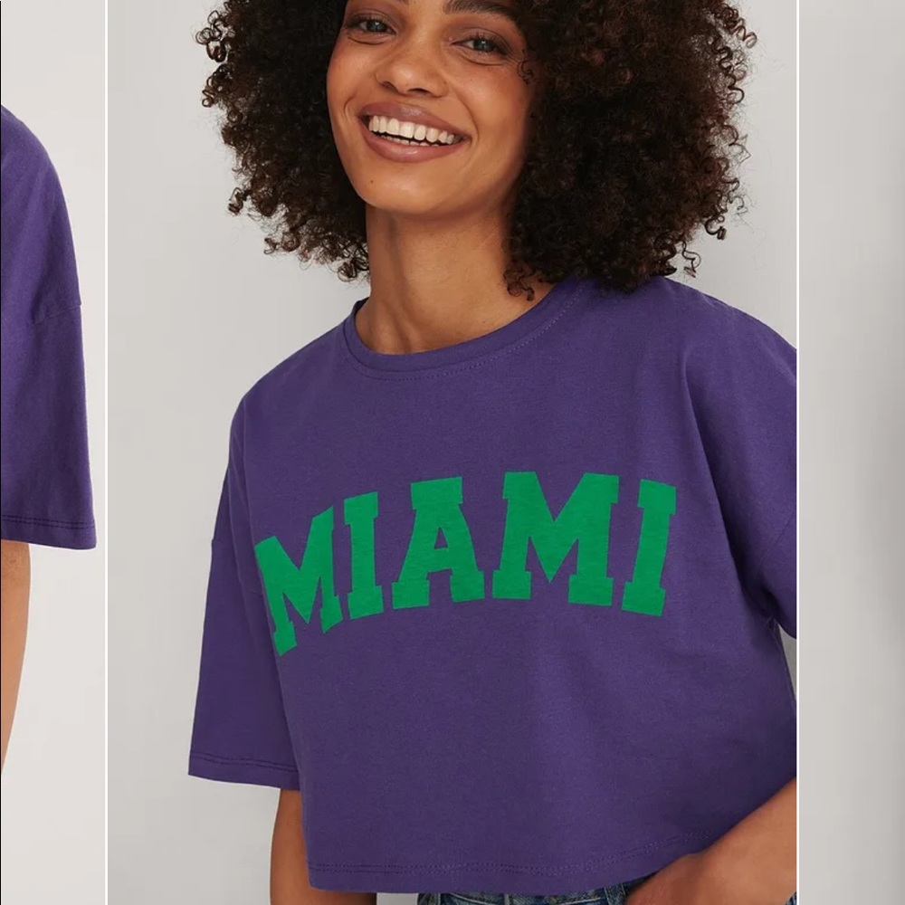NA-KD purple miami crop tee size xs (nakd)